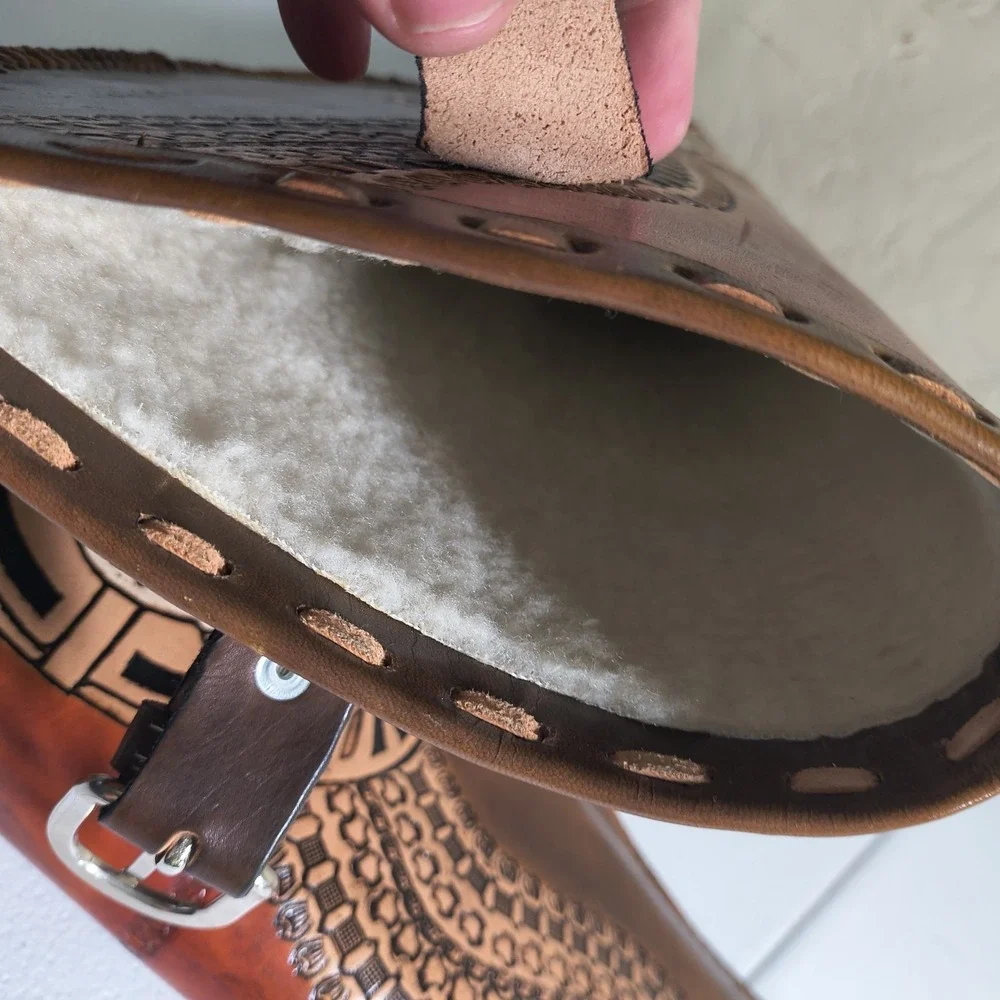 Vintage Hand Tooled Long Horn Skull Leather Rifle/ Shotgun Scabbard / Gun Case